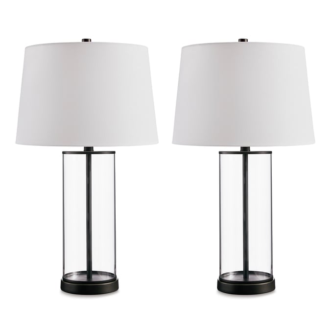 2 Ashley Furniture Wilmburgh Bronze Clear Glass Table Lamps L431614