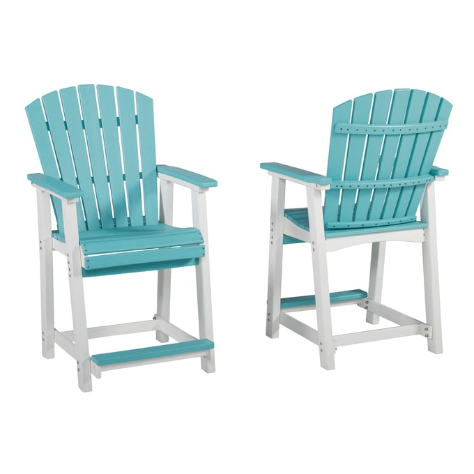 2 Ashley Furniture Eisely Turquoise White Bar Stools P208-124