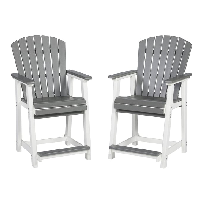 2 Ashley Furniture Transville Gray White Barstools P210-124