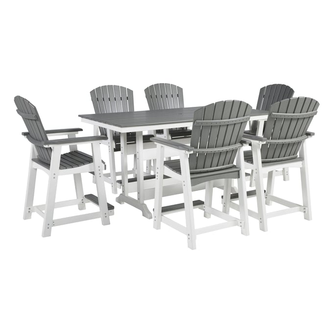 Ashley Furniture Transville Gray White 7pc Outdoor Counter Height Set P210-OUT-CHT-S3