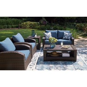 Ashley Furniture Windglow Blue 5pc Outdoor Seating Set With Loveseat