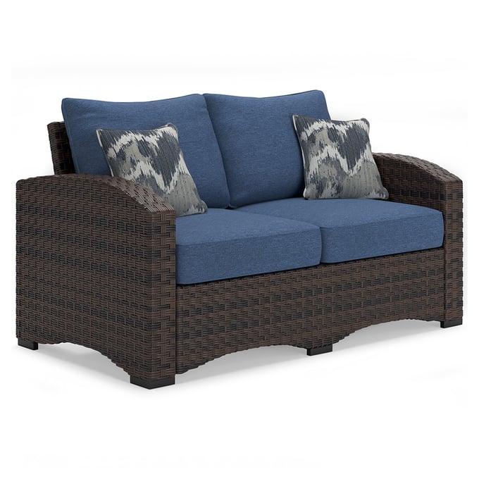 Ashley Furniture Windglow Blue Brown Loveseat P340-835