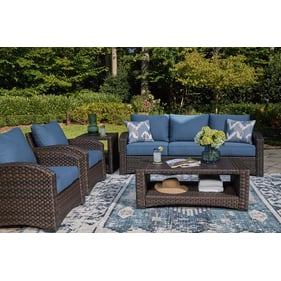 Ashley Furniture Windglow Blue 5pc Outdoor Seating Set With Sofa