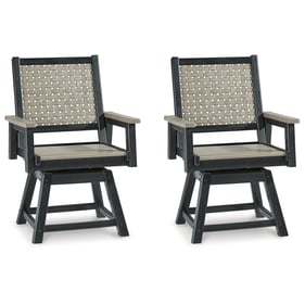 2 Ashley Furniture Mount Valley Driftwood Black Swivel Outdoor Dining Chair...