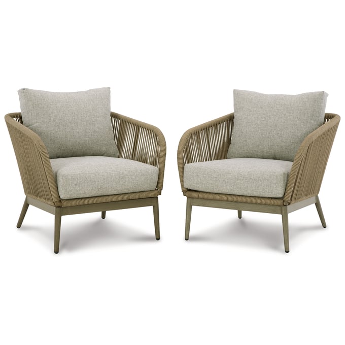 2 Ashley Furniture Swiss Valley Beige Lounge Chairs With Cushion P390-820