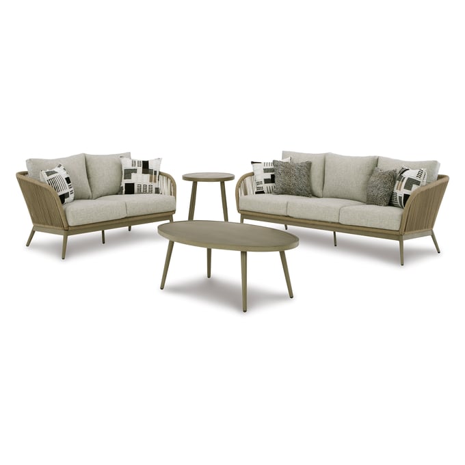 Ashley Furniture Swiss Valley Beige 4pc Outdoor Seating Set P390-OUT-LR-S3