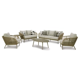 Ashley Furniture Swiss Valley Beige 6pc Outdoor Seating Set