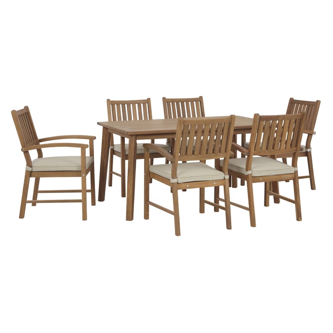 Ashley Furniture Janiyah Light Brown 7pc Outdoor Dining Set P407-OUTDOOR-DR-S2