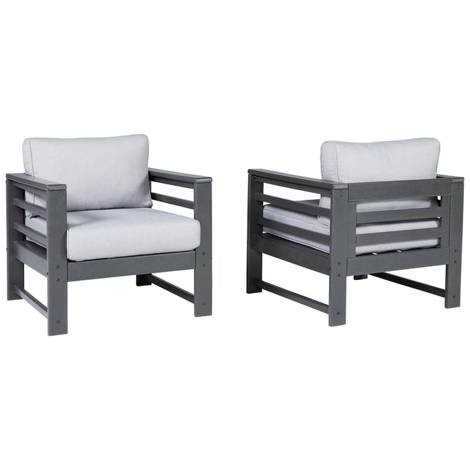 2 Ashley Furniture Amora Charcoal Gray Lounge Chairs P417-820