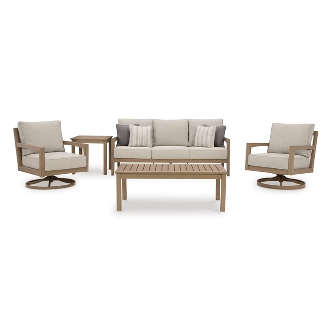 Ashley Furniture Hallow Creek Driftwood 5pc Outdoor Seating Set With Sofa P560-OUT-LR-S4