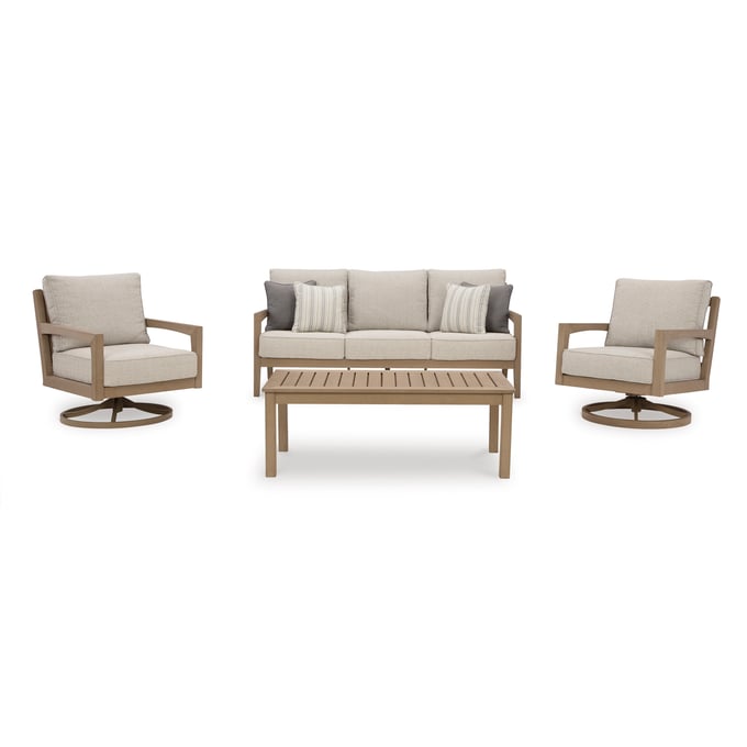 Ashley Furniture Hallow Creek Driftwood 4pc Outdoor Seating Set With Sofa P560-OUT-LR-S3