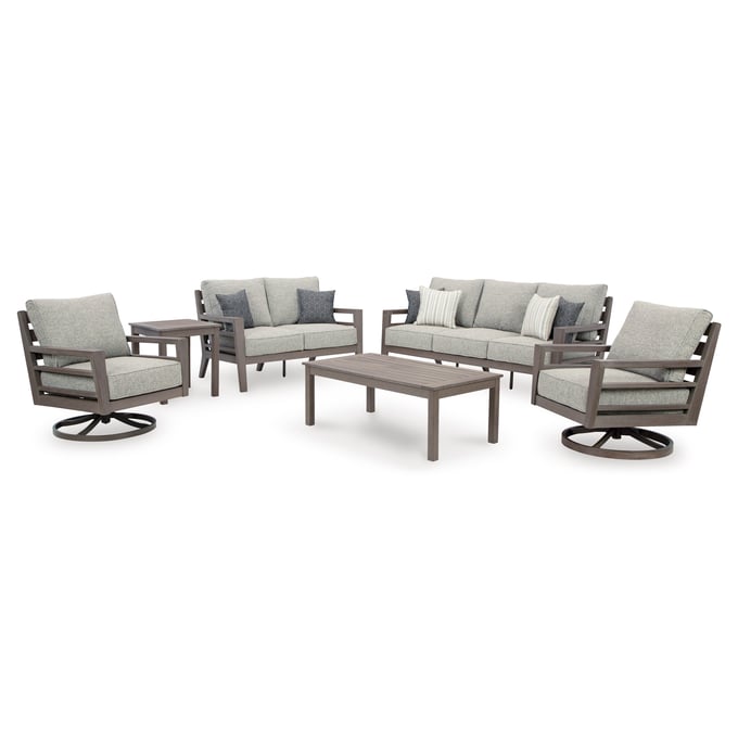 Ashley Furniture Hillside Barn Gray Brown 6pc Outdoor Seating Set P564-OUT-LR-S2