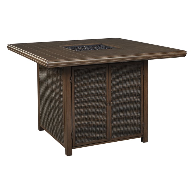 Ashley Furniture Paradise Trail Medium Brown Square Bar Table With Fire Pit P750-665