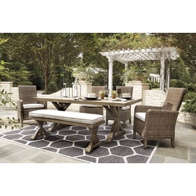 Ashley Furniture Beachcroft Beige 6pc Outdoor Dining Set