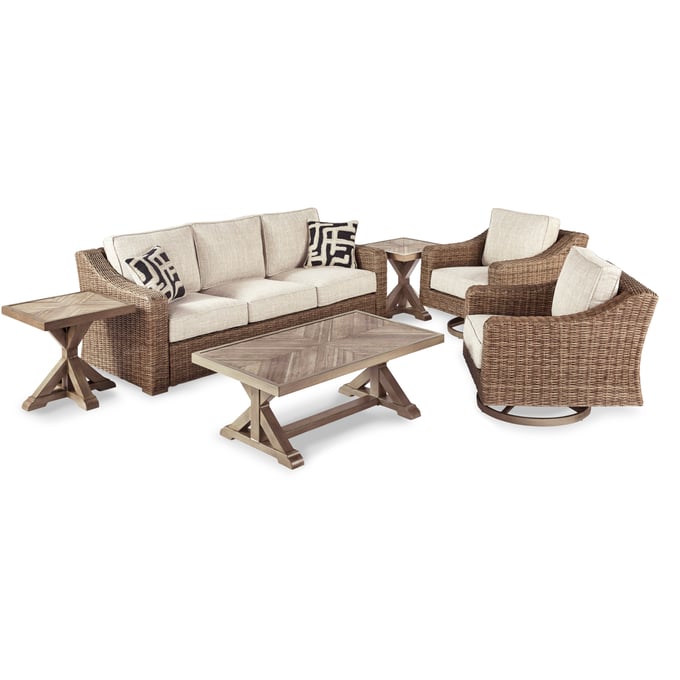 Ashley Furniture Beachcroft Beige 6pc Outdoor Living Set P791-838-OUTDOOR-LR-S3