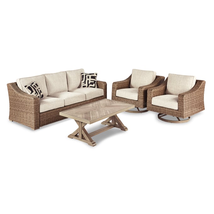 Ashley Furniture Beachcroft Beige 4pc Outdoor Living Set P791-838-OUTDOOR-LR-S1