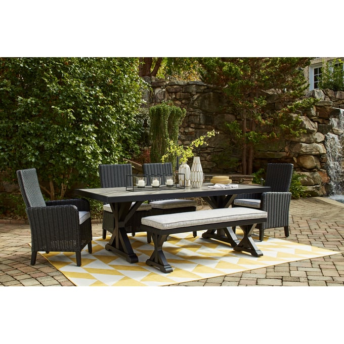 Ashley Furniture Beachcroft Black Light Gray 6pc Outdoor Dining Sets P792-OUT-DR-S3