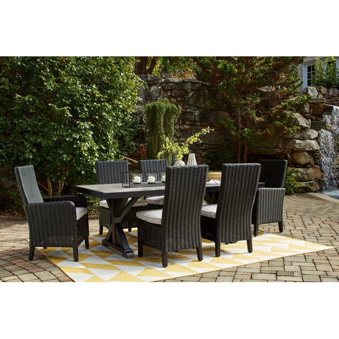 Ashley Furniture Beachcroft Black Light Gray 7pc Outdoor Dining Set P792-OUT-DR-S4