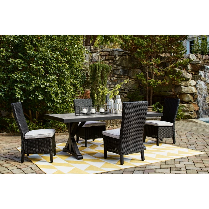 Ashley Furniture Beachcroft Black Light Gray 5pc Outdoor Dining Set With Armless Chair P792-OUT-DR-S1