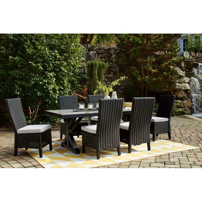 Ashley Furniture Beachcroft Black Light Gray 7pc Outdoor Dining Set With Armless Chair P792-OUT-DR-S5