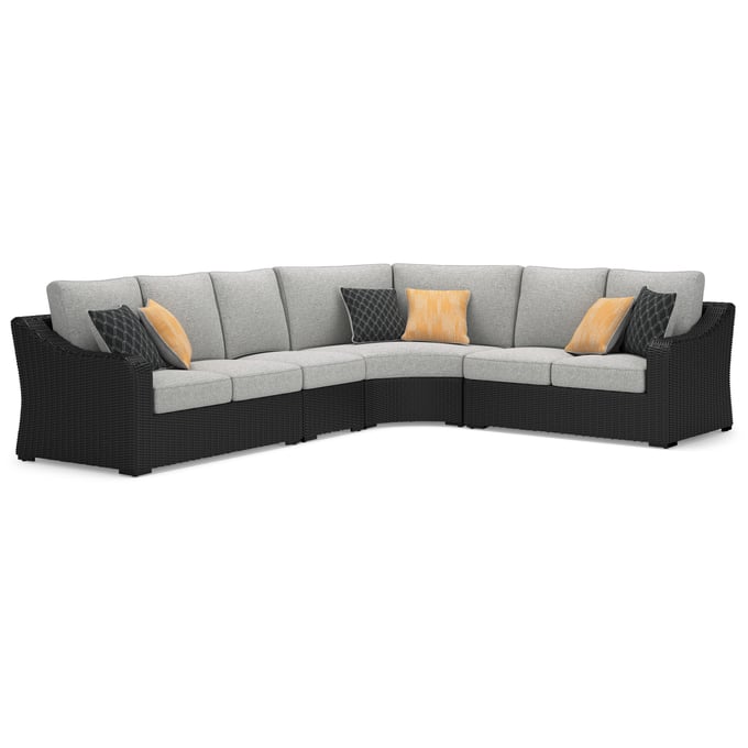 Ashley Furniture Beachcroft Black Light Gray 4pc Outdoor Sectional P792P2