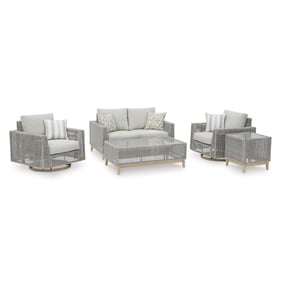 Ashley Furniture Seton Creek Gray 5pc Outdoor Seating Set With Loveseat