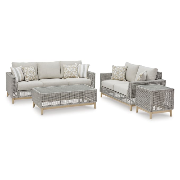 Ashley Furniture Seton Creek Gray 4pc Outdoor Seating Set P798-OUT-LR-S1