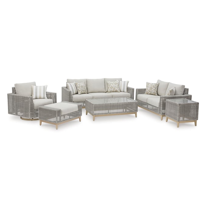 Ashley Furniture Seton Creek Gray 6pc Outdoor Seating Set P798-OUT-LR-S4