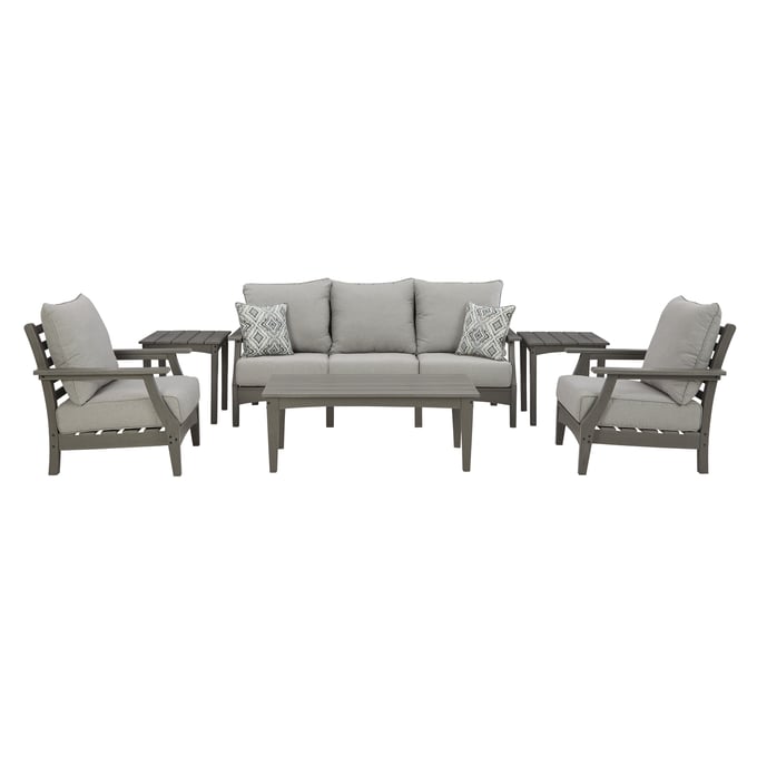 Ashley Furniture Visola Gray 6pc Outdoor Seating Set With Sofa P802-OS-S4