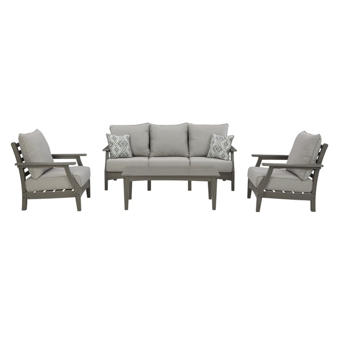 Ashley Furniture Visola Gray 4pc Outdoor Seating Set With Sofa P802-OS-S3