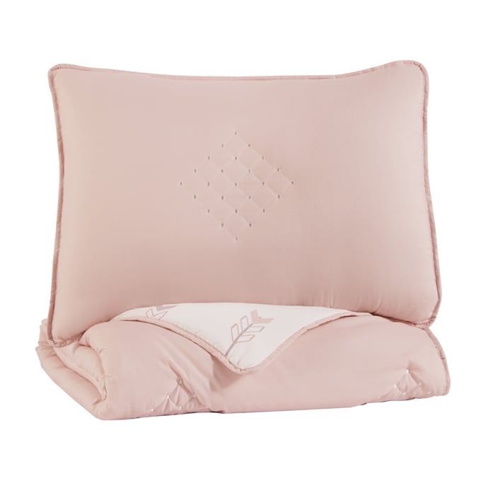 Ashley Furniture Lexann Pink White Twin Comforter Set Q901001T