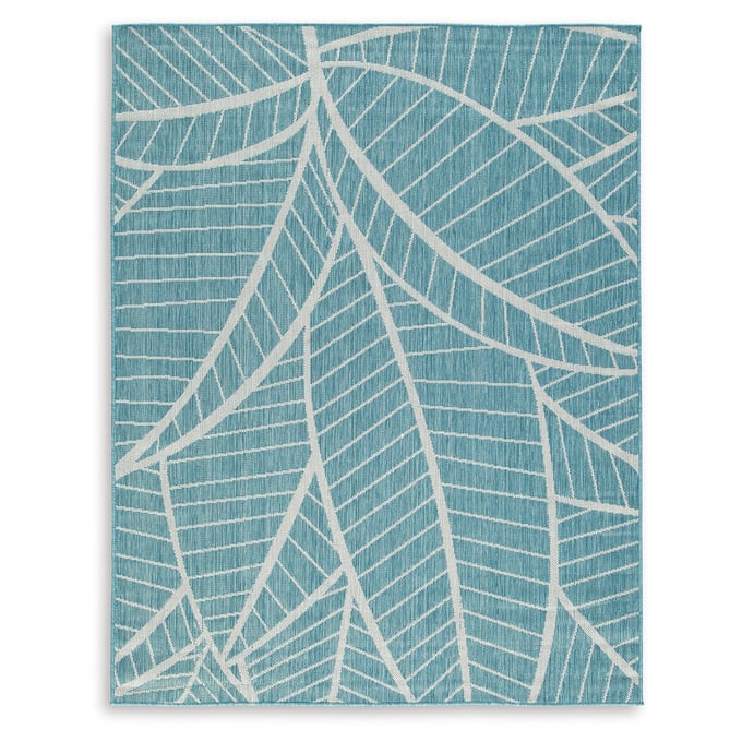 Ashley Furniture Hulsia Ivory Aqua Medium Rug R900122