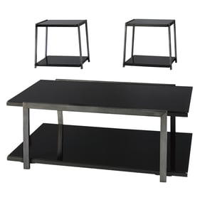 Ashley Furniture Rollynx Black 3pc Occasional Table Set