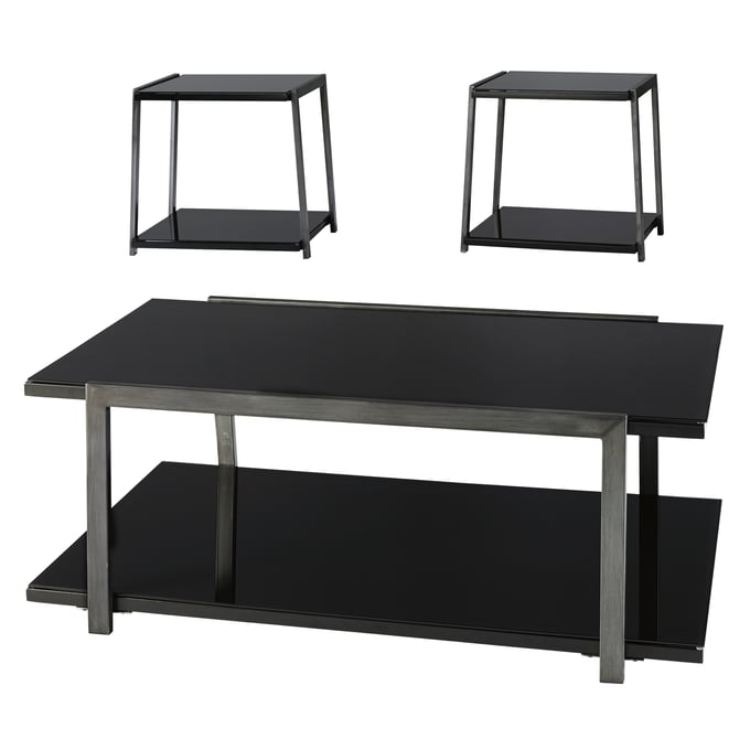 Ashley Furniture Rollynx Black 3pc Occasional Table Set T326-13