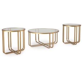 Ashley Furniture Milloton Gold 3pc Occasional Table Set