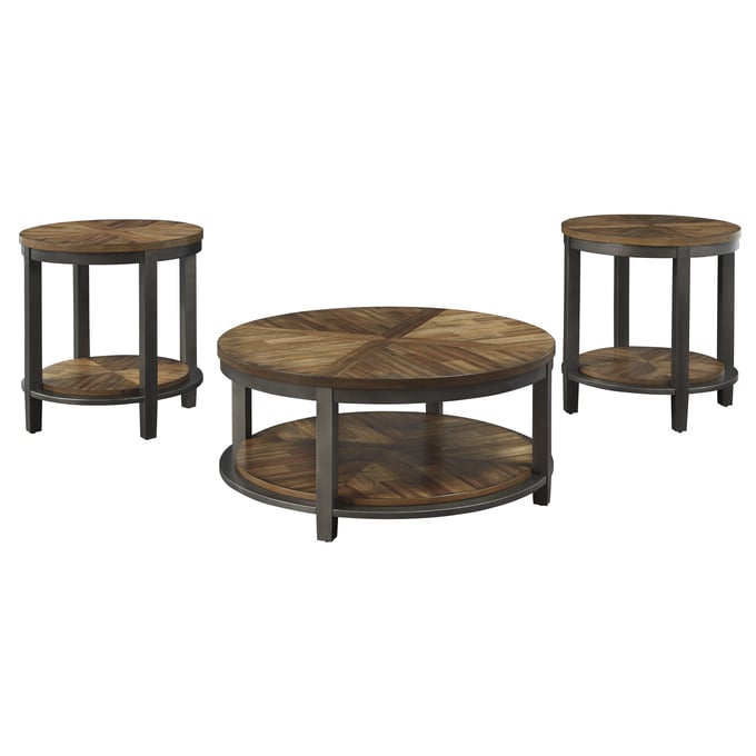 Ashley Furniture Roybeck Light Brown Bronze 3pc Occasional Table Set T411-13