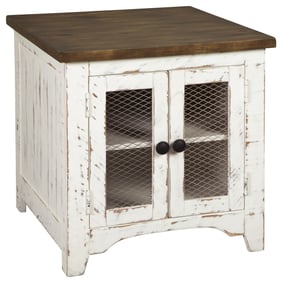 Ashley Furniture Wystfield White Brown Rectangular End Table