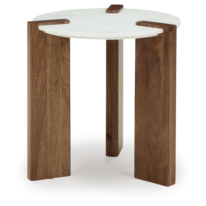 Ashley Furniture Isanti White Brown Round End Table T652-6