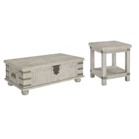 Ashley Furniture Carynhurst White Wash Gray 3pc Coffee Table Set