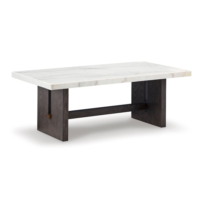 Ashley Furniture Burkhaus White Dark Brown Rectangular Cocktail Table T779-1