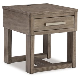 Ashley Furniture Loyaska Grayish Brown White Rectangular End Table