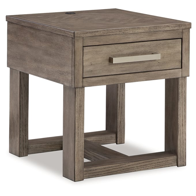 Ashley Furniture Loyaska Grayish Brown White Rectangular End Table T854-3