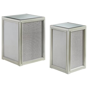 Ashley Furniture Traleena Silver Glass 2pc Nesting End Table