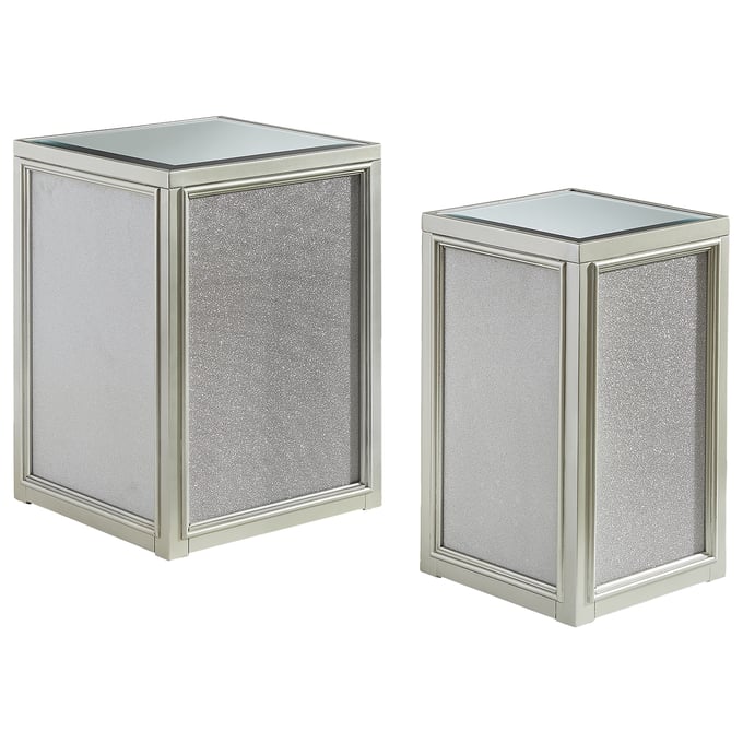 Ashley Furniture Traleena Silver Glass 2pc Nesting End Table T957-16