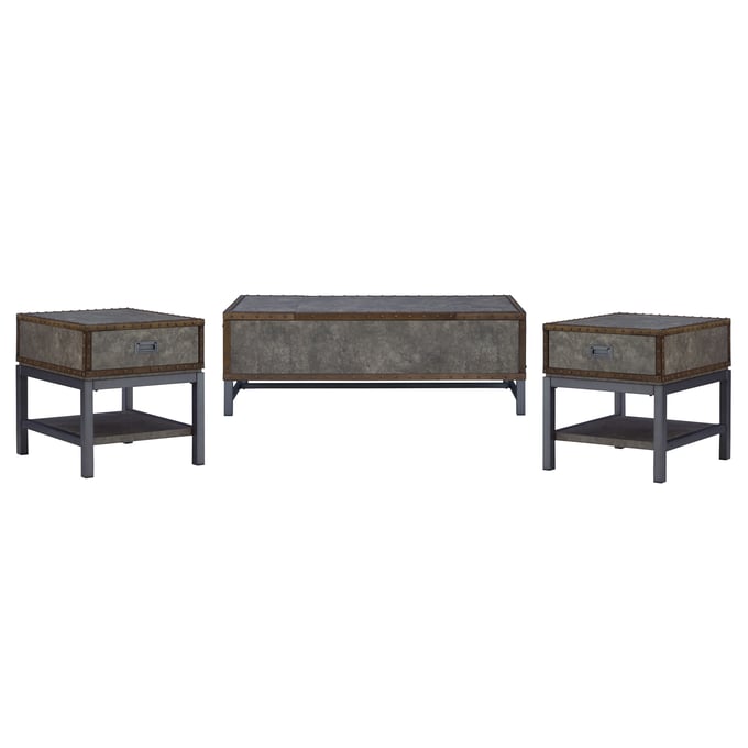 Ashley Furniture Derrylin Brown 3pc Coffee Table Set T973-OCT-S1