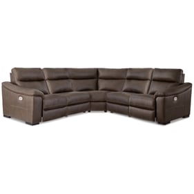 Ashley Furniture Salvatore Chocolate Leather 5pc Power Reclining Sectional