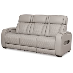 Ashley Furniture Boyington Gray Power Reclining Sofa With Adjustable Headre...