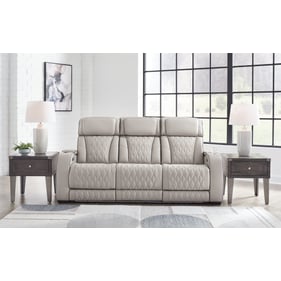 Ashley Furniture Boyington Gray Power Reclining Sofa With Adjustable Headre...