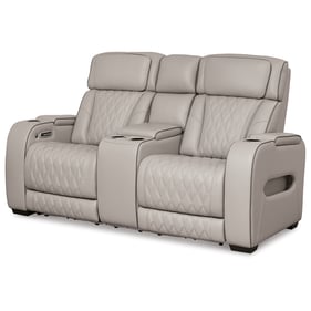 Ashley Furniture Boyington Gray Power Reclining Console Loveseat With Adjus...