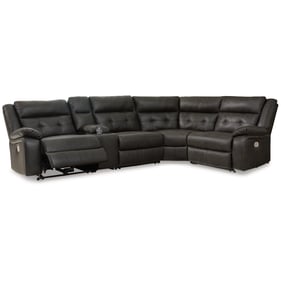 Ashley Furniture Mackie Pike Storm 5pc Power Reclining Sectional With Conso...